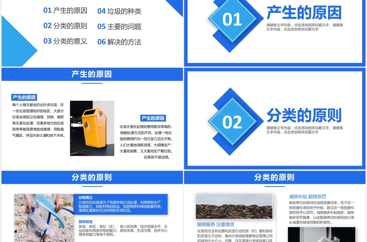 简约风垃圾分类知识小课堂教育课件PPT模板