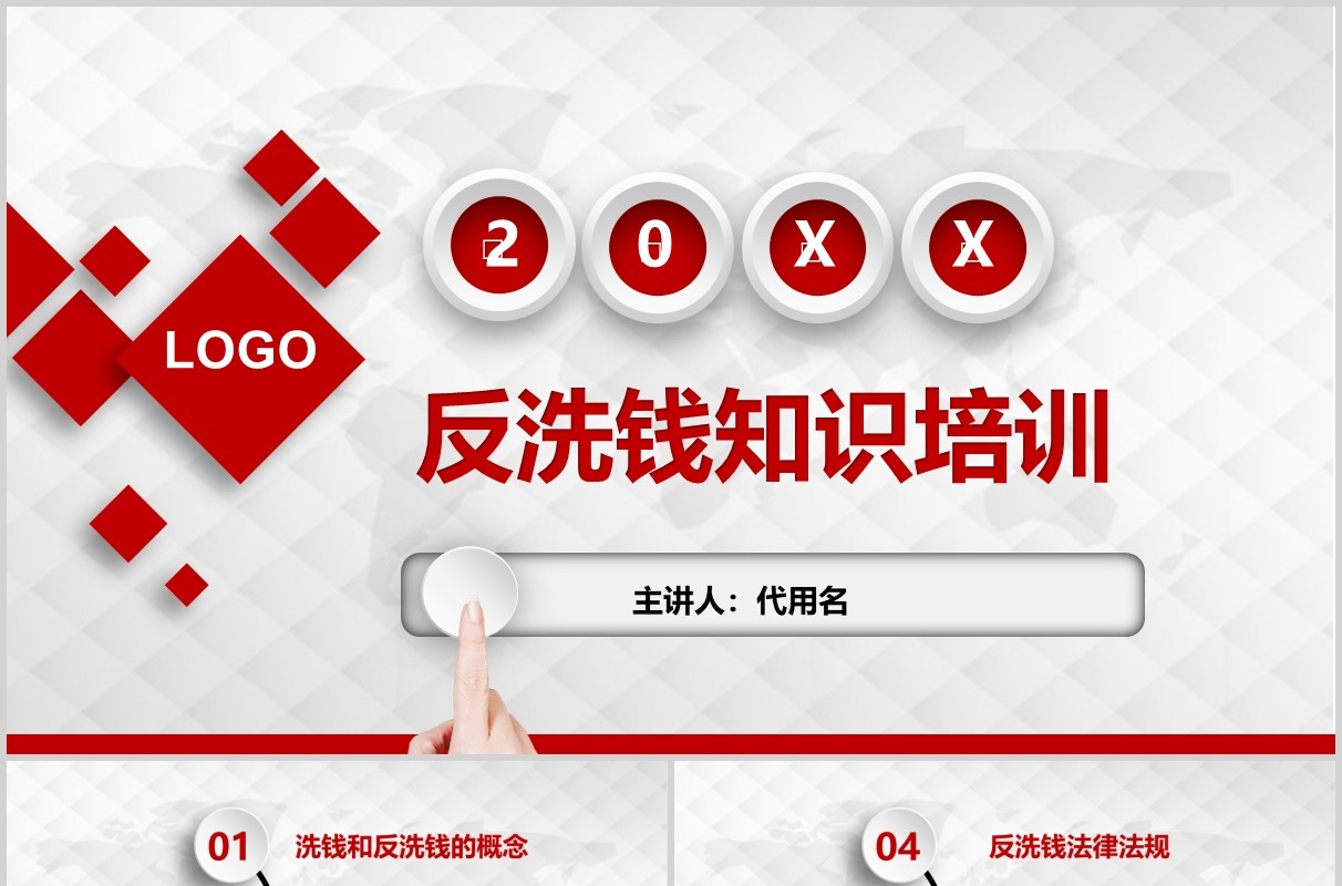 红色简约反洗钱知识培训PPT模板