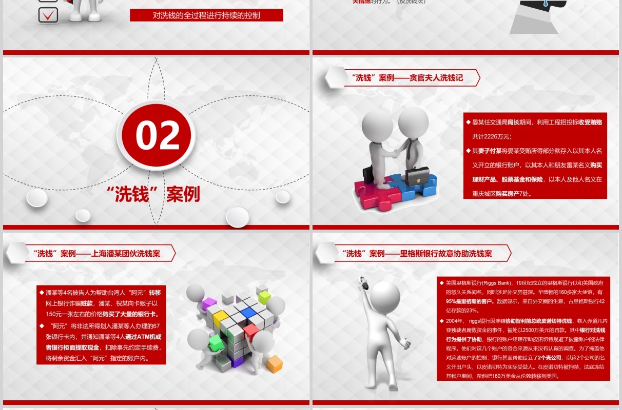 红色简约反洗钱知识培训PPT模板