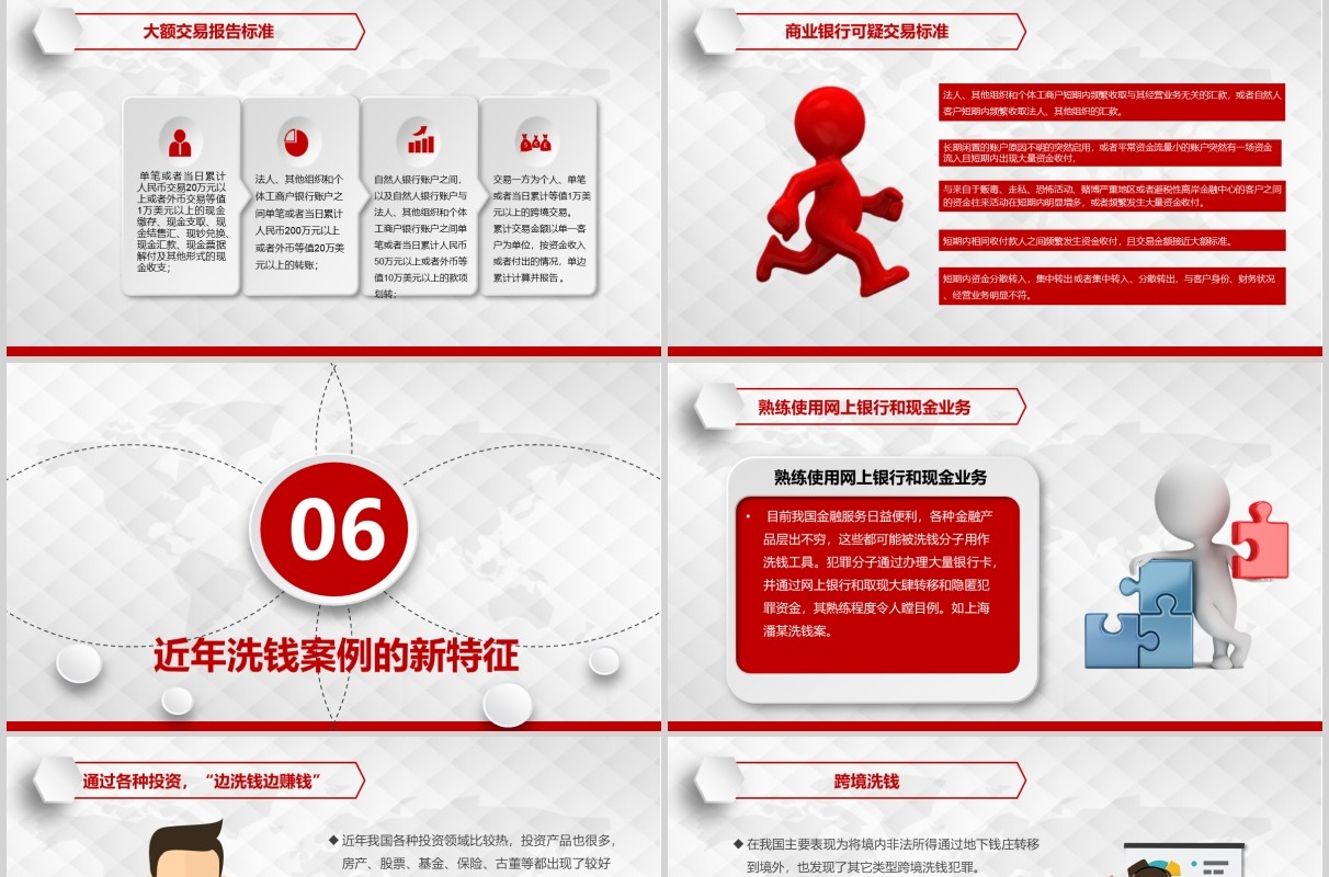 红色简约反洗钱知识培训PPT模板