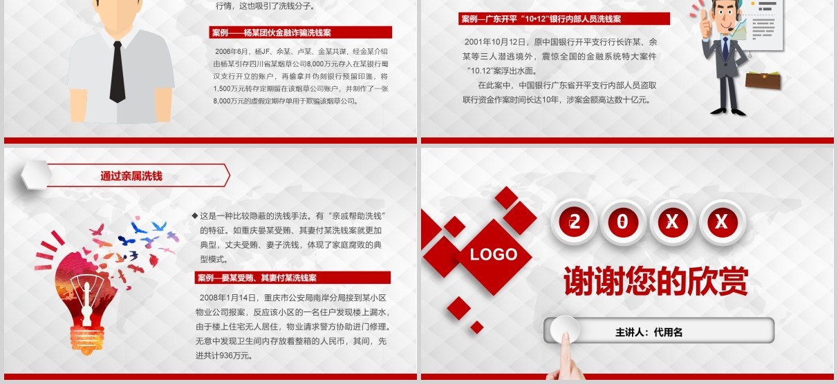 红色简约反洗钱知识培训PPT模板