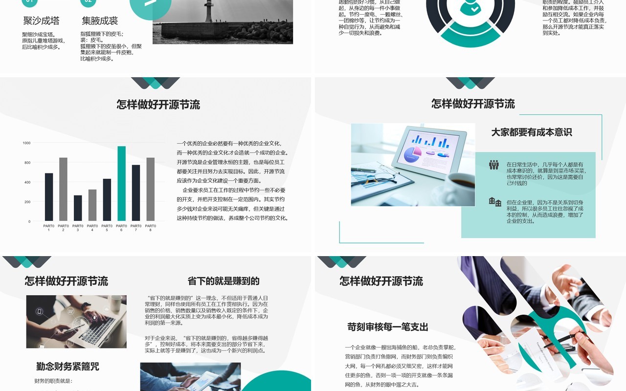绿色公司开源节流降本增效成本管理PPT模板