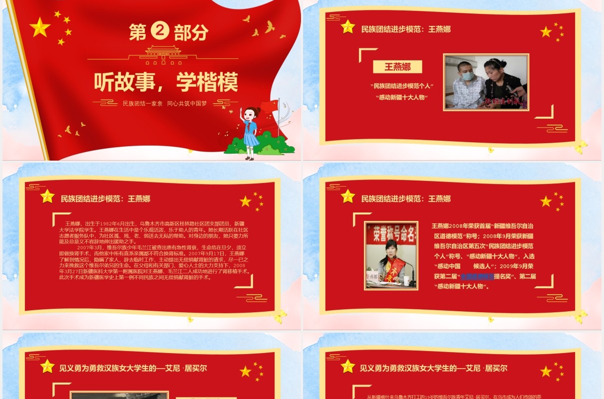 红色民族团结教育PPT模板演示文稿