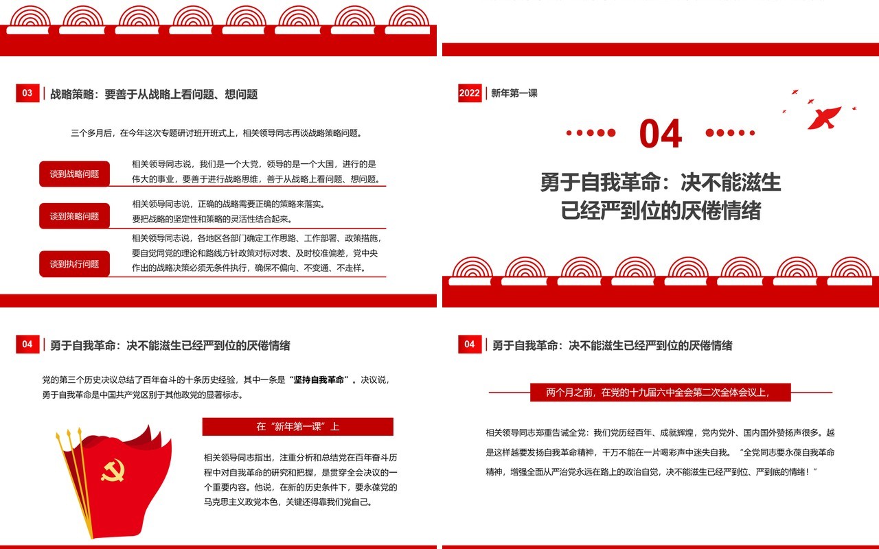 红色简约专题研讨班上深刻阐述的五个问题PPT模板