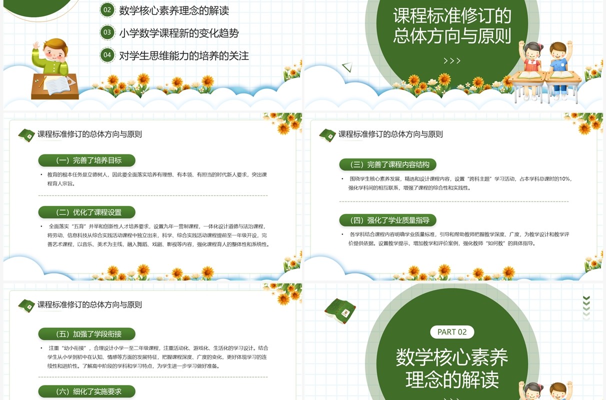 绿色卡通风义务教育数学新课程标准PPT模板