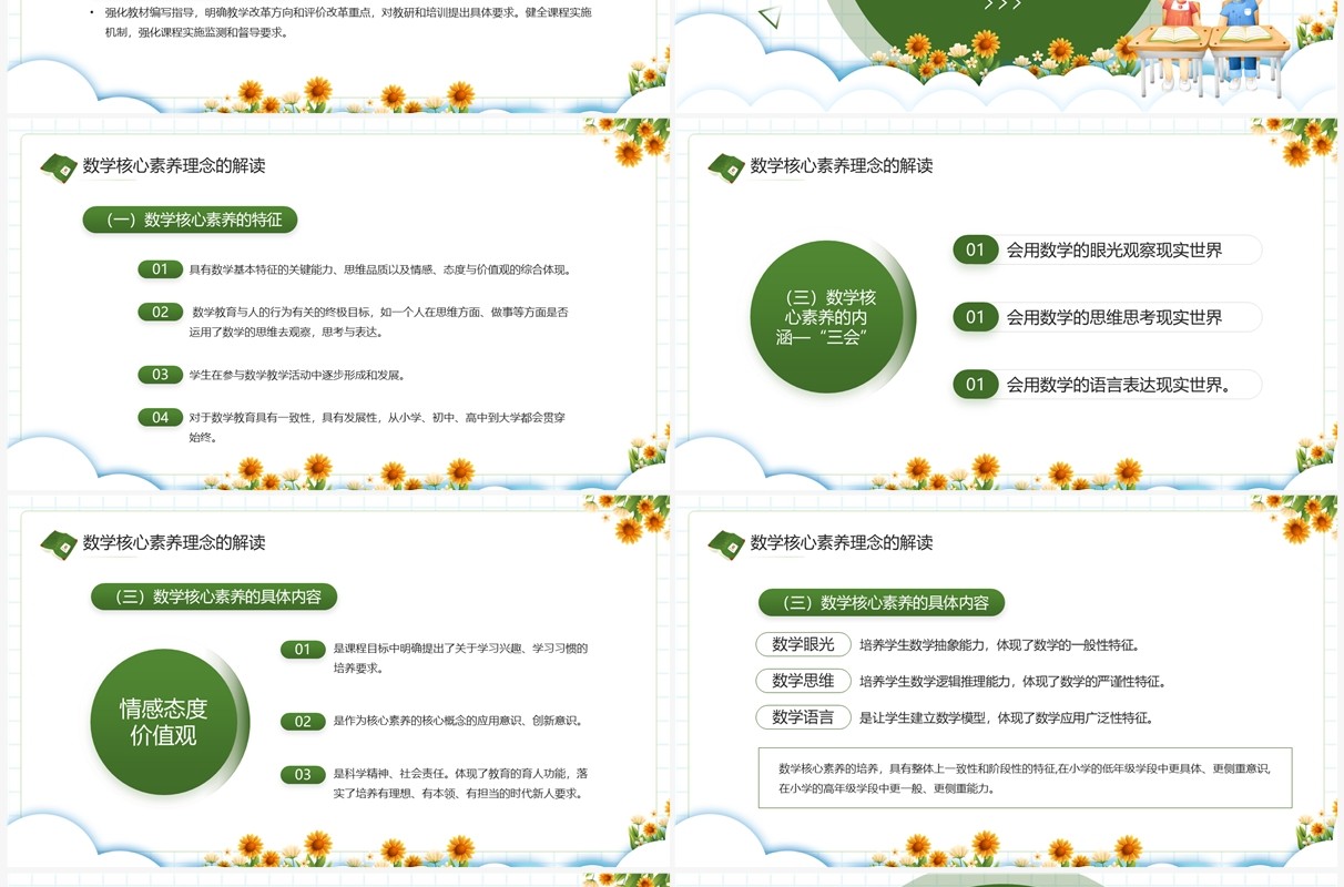 绿色卡通风义务教育数学新课程标准PPT模板