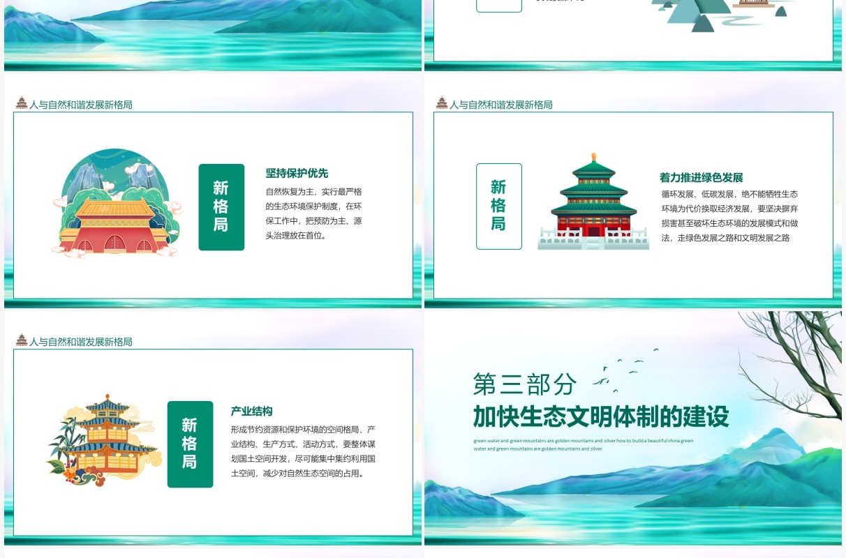 绿水青山就是金山银山如何建设美丽中国动态PPT模板