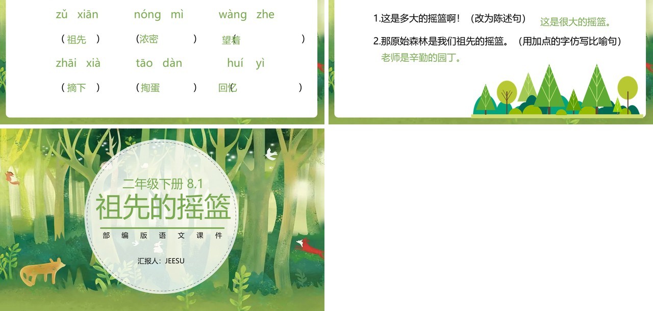 部编版二年级语文下册祖先的摇篮课件PPT模板