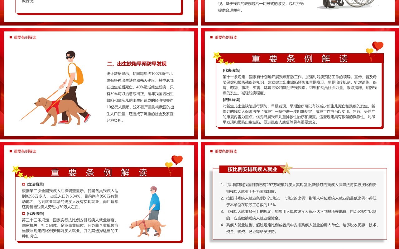 红色中华人民共和国残疾人保障法PPT模板