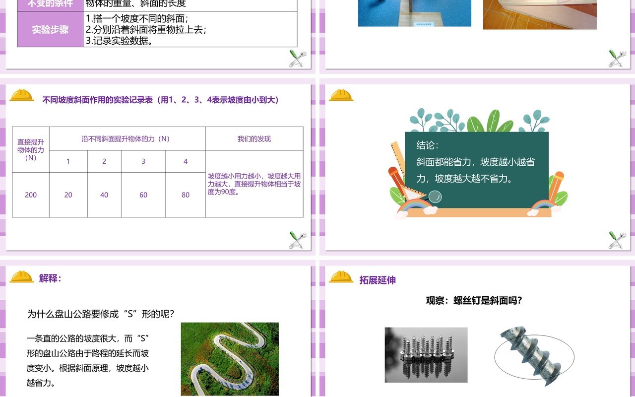 教科版六年级科学上册斜面的作用PPT模板