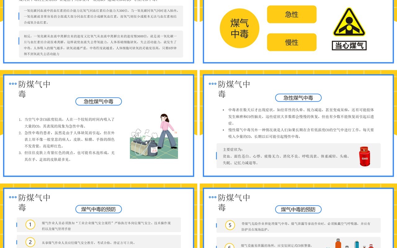 黄色卡通风冬季四防安全知识PPT模板