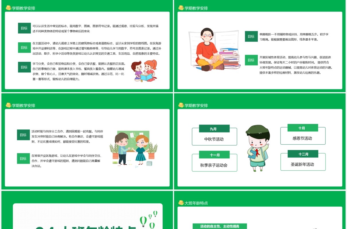 绿色卡通幼儿园大班家长会课件动态PPT模板