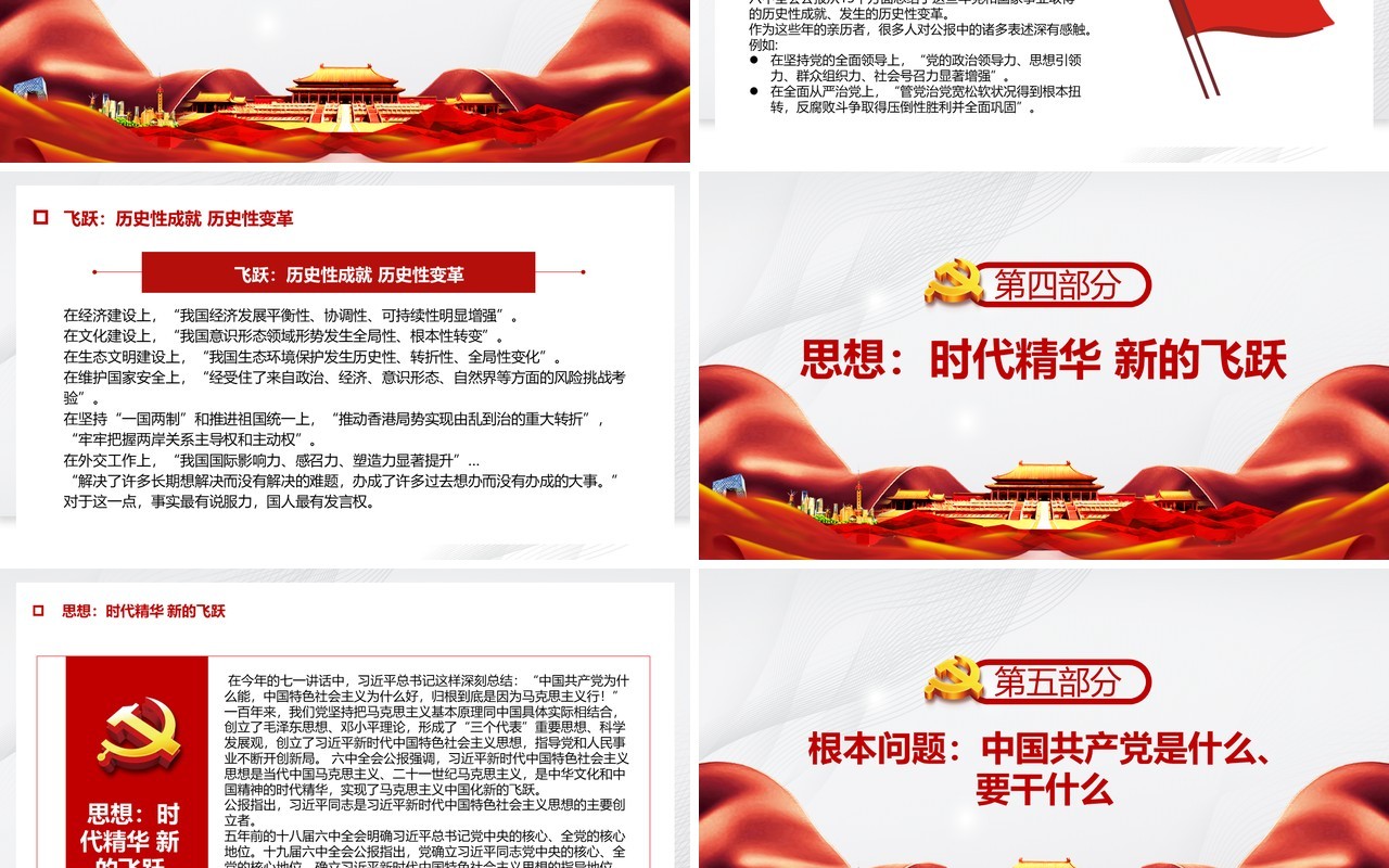 十九届六中全会通过的重磅决议内容PPT模板
