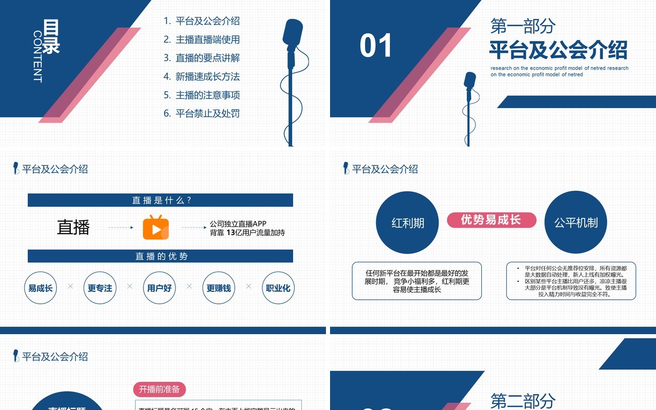 互联网电商网红直播经济盈利模式研究培训PPT模板