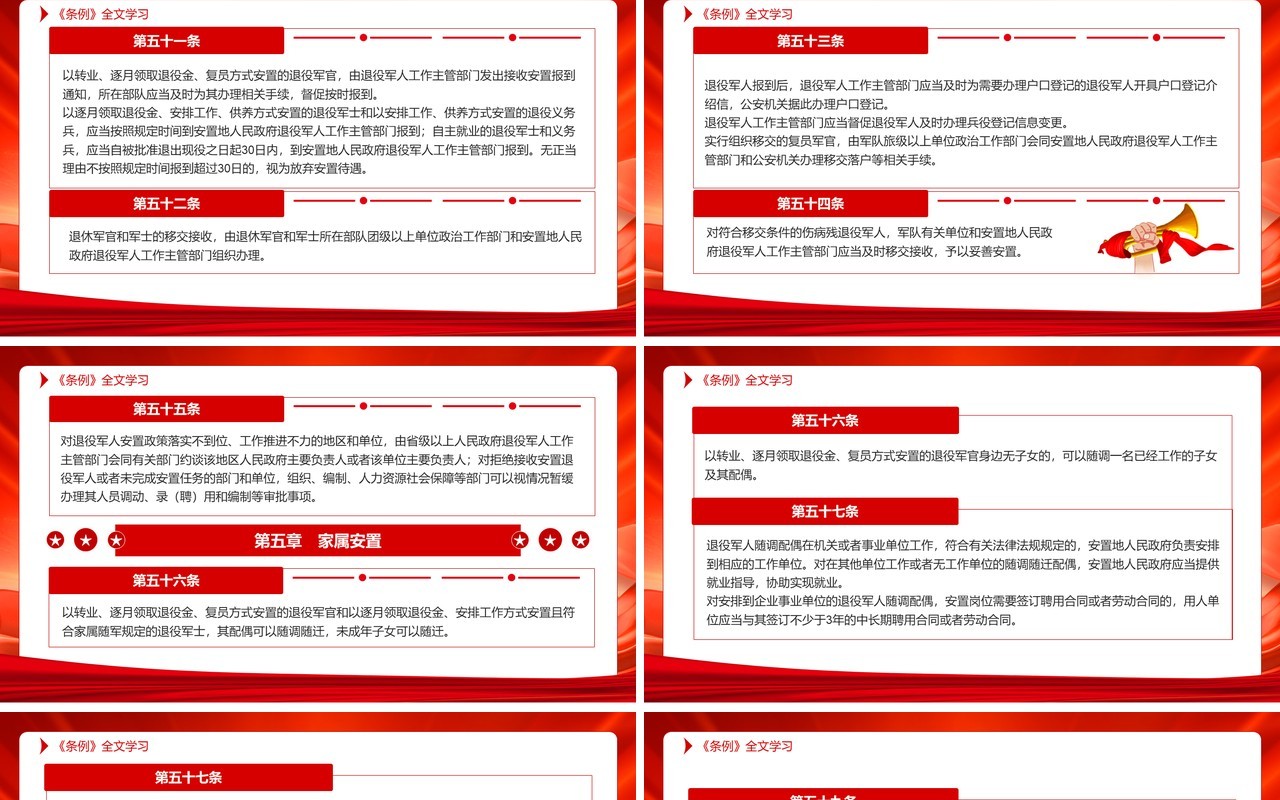 红色党政风退役军人安置条例PPT模板