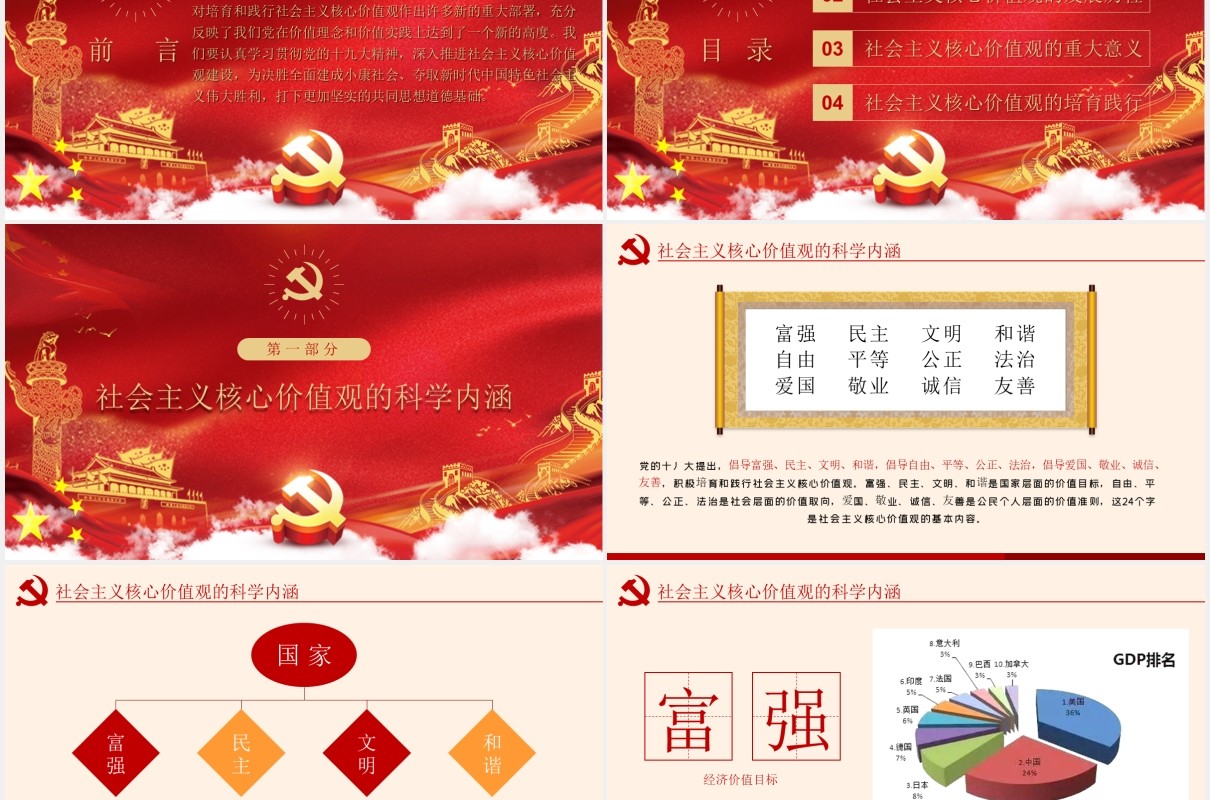 不忘初心学习贯彻社会主义核心价值观党课PPT模板