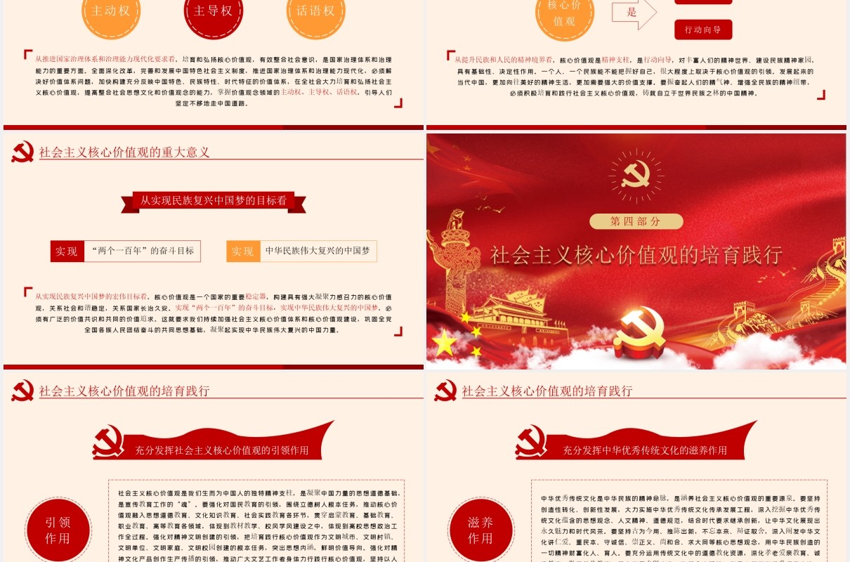 不忘初心学习贯彻社会主义核心价值观党课PPT模板