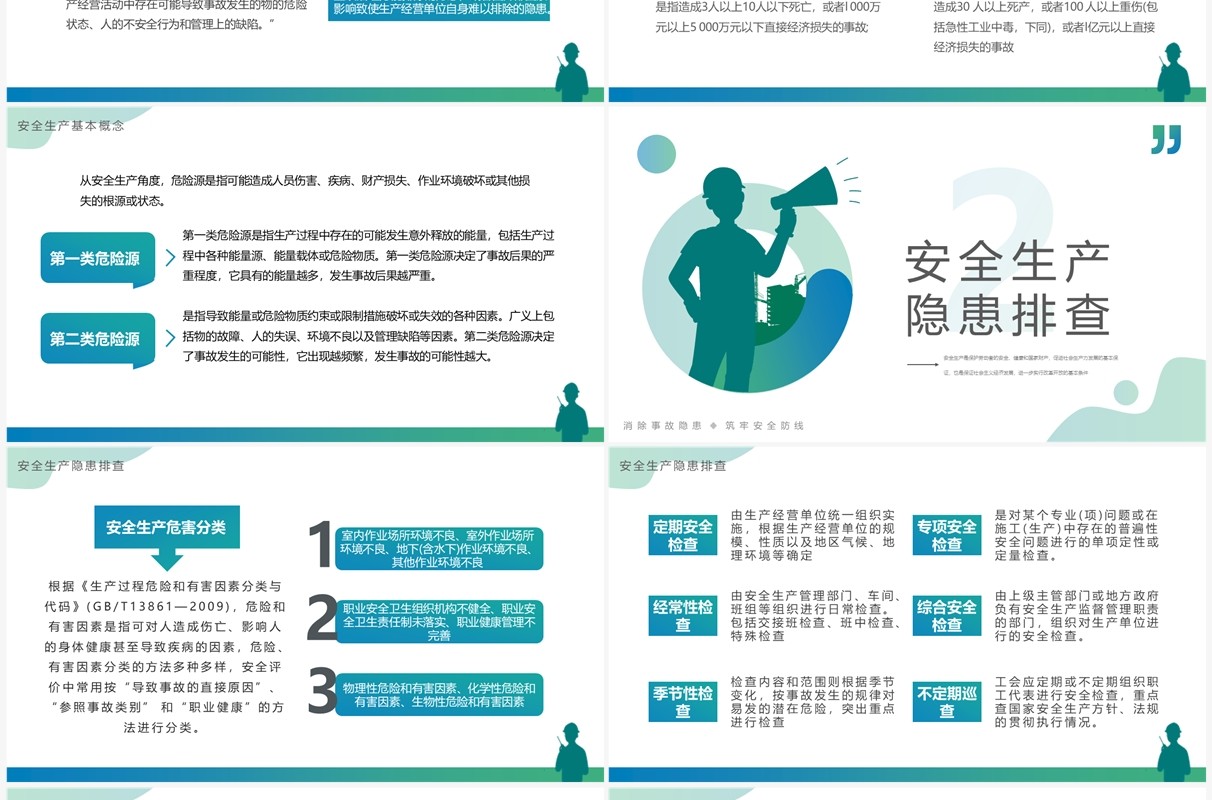 蓝绿渐变简约风安全生产重要论述PPT模板