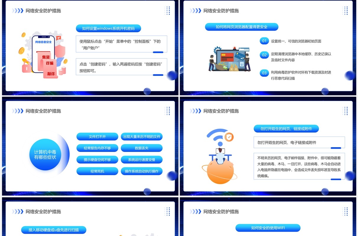 蓝色科技风国家网络安全宣传周PPT模板