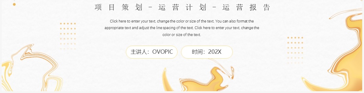金色创意简约风项目运营策划书PPT通用模板