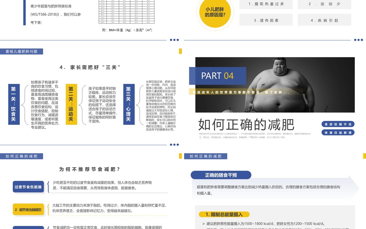蓝色简约风世界防治肥胖日PPT模板
