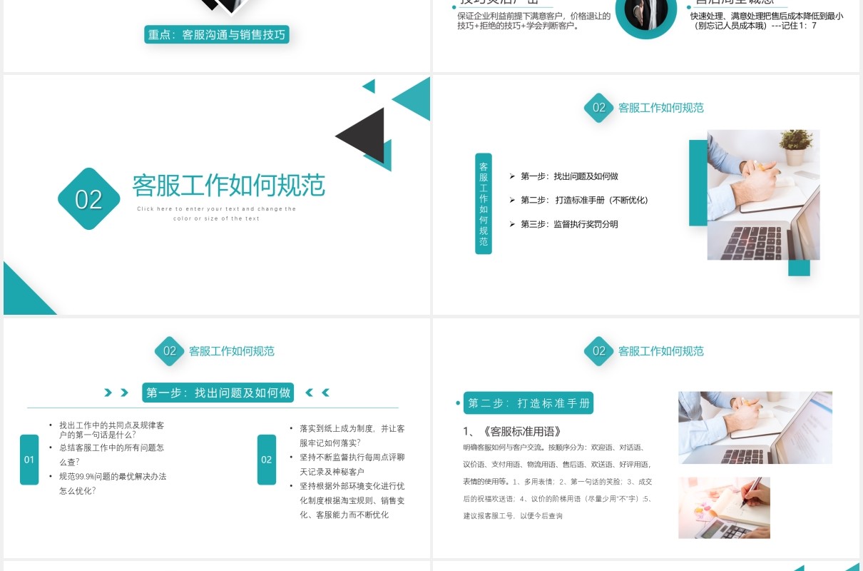 蓝色简约如何打造金牌客服团队销售管理培训PPT模板