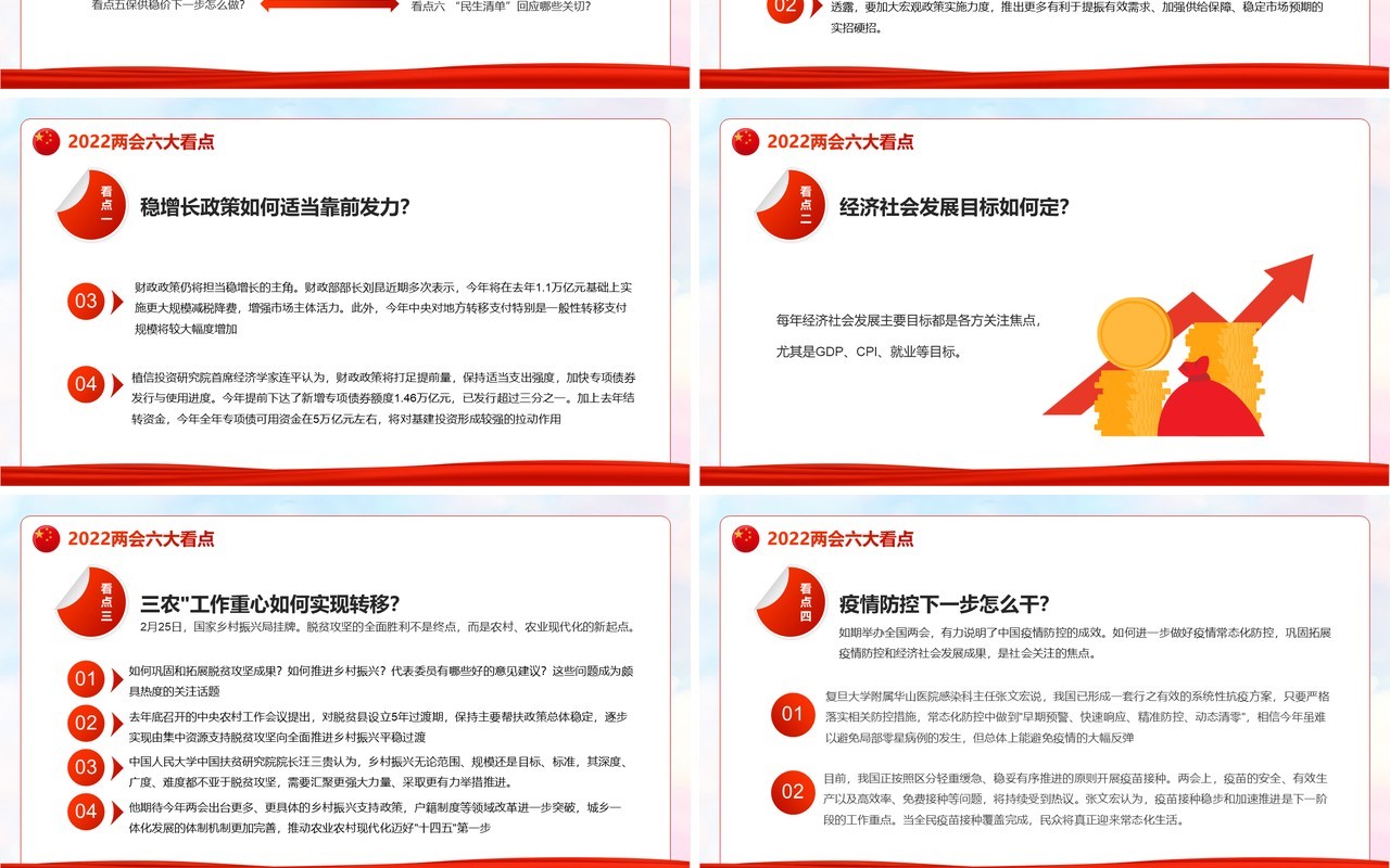 红色简约聚焦全国两会一起向未来PPT模板