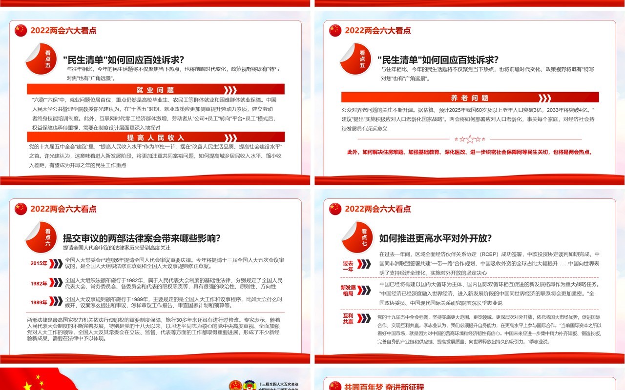 红色简约聚焦全国两会一起向未来PPT模板