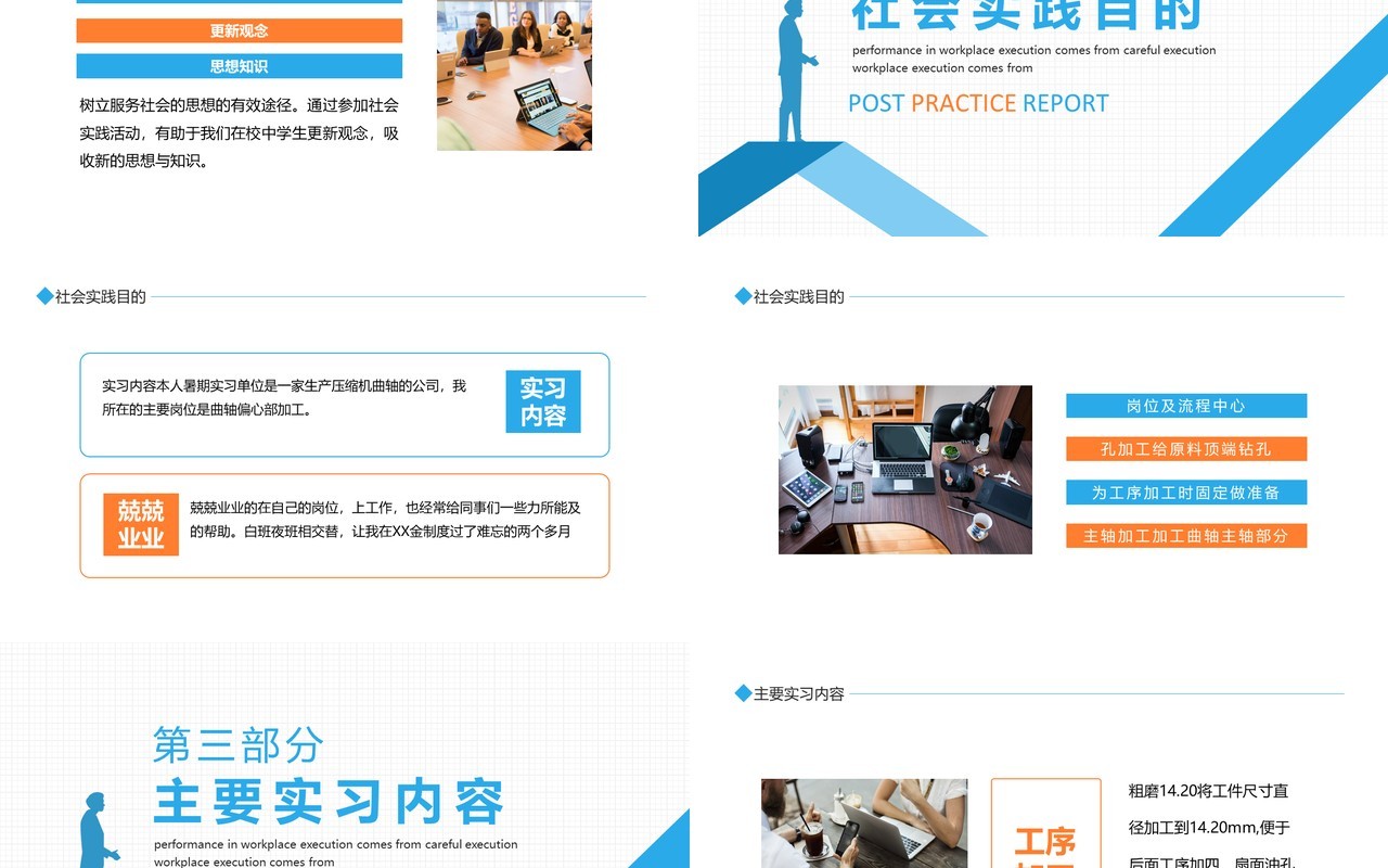社会实践岗位实习工作报告动态PPT模板