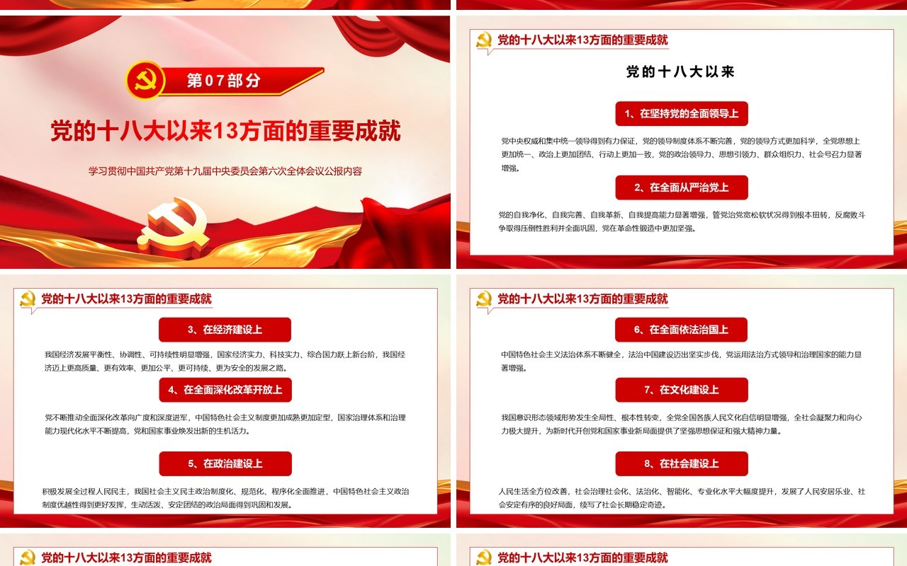 数览十九届六中全会PPT动态模板