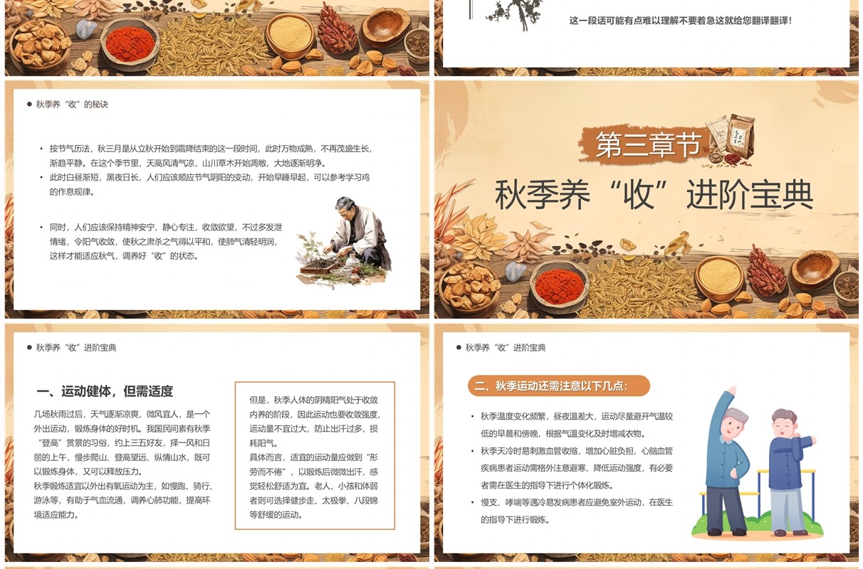 棕色中国风秋季养生宣传PPT模板