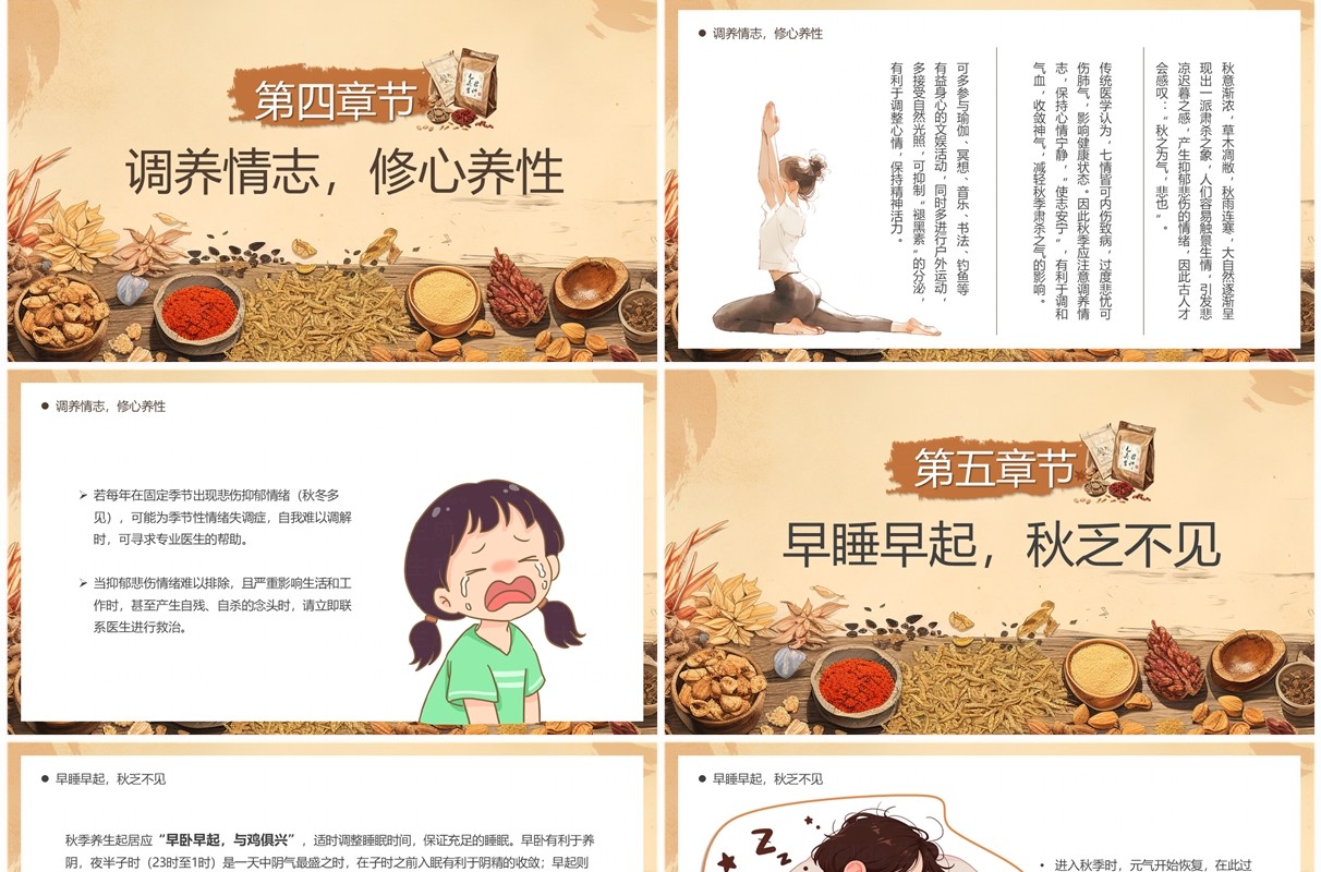 棕色中国风秋季养生宣传PPT模板