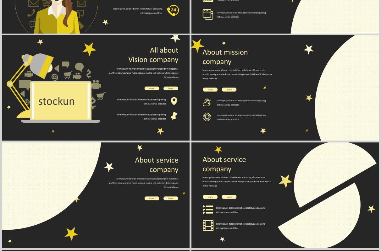 星月深色创意通用PPT模板版式设计Stockun Powerpoint Template