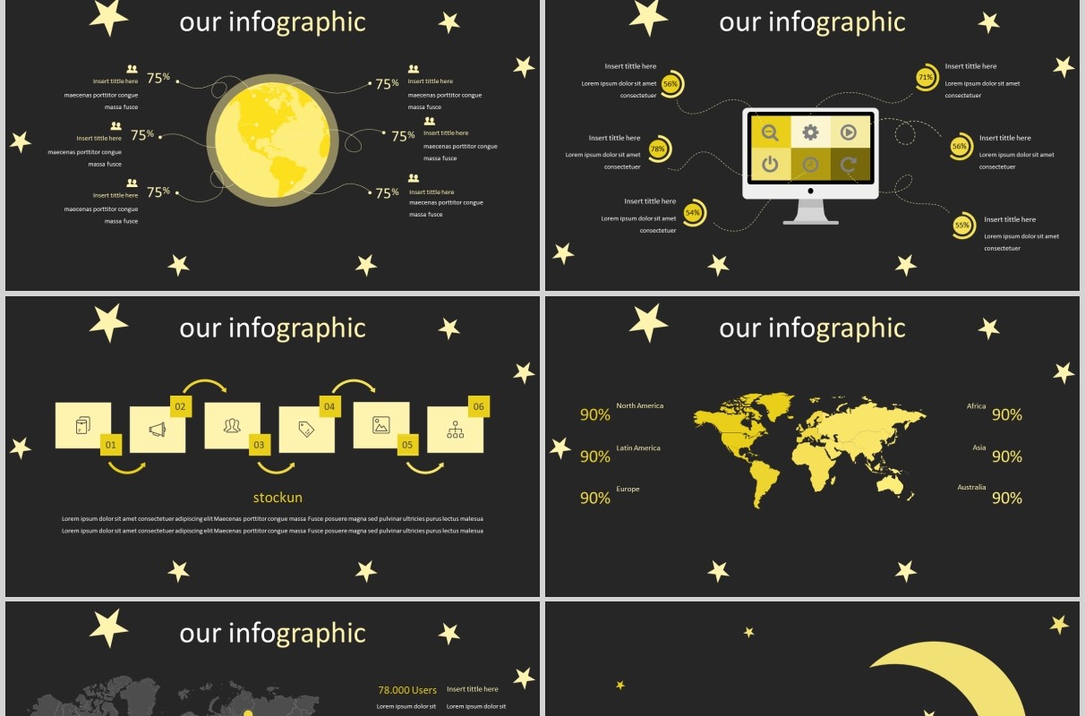 星月深色创意通用PPT模板版式设计Stockun Powerpoint Template