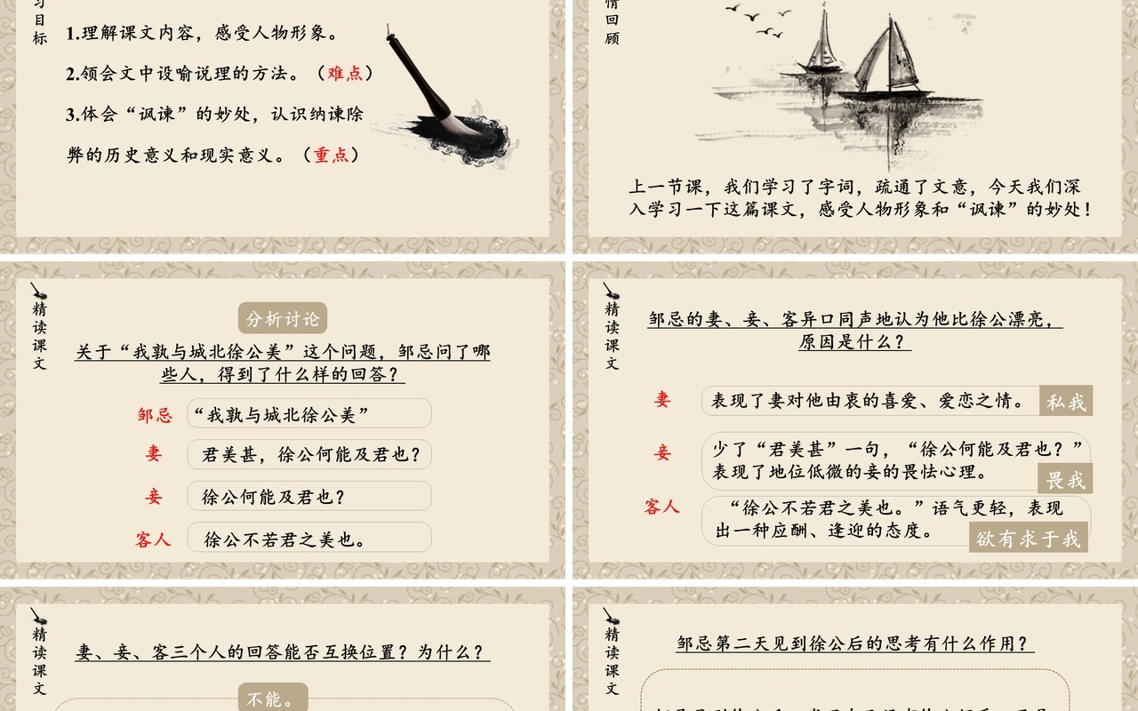 部编版九年级语文下册邹忌讽齐王纳谏课件PPT模板