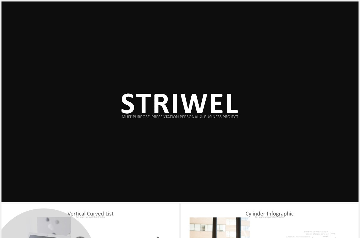 黑白灰简约商务可视化工作阶梯图表PPT模板striwel powerpoint