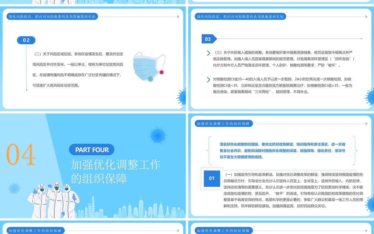 蓝色简约风优化疫情防控二十条解读PPT模板