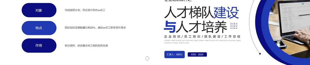 蓝色商务风人才梯队建设与人才培养PPT模板