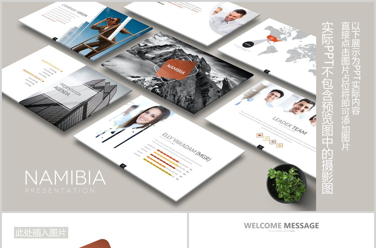 创意图片占位符公司宣传介绍通用PPT可视化图表模板NAMIBIA Powerpoint