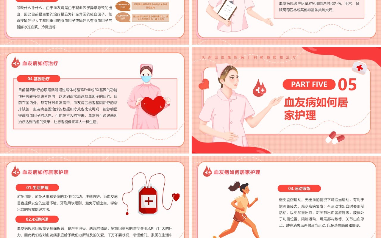 红色卡通风2024年世界血友病日PPT模板