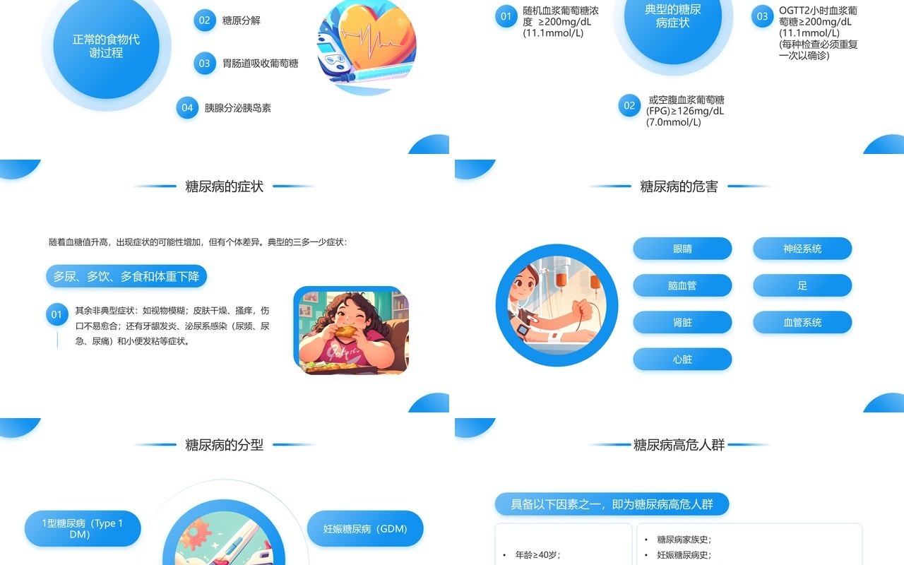 蓝色简约风远离糖尿病健康新生活PPT模板