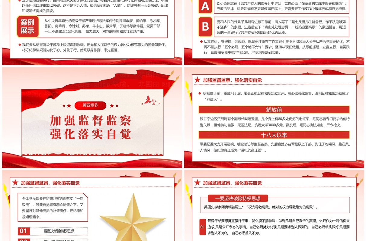 红色简约风守规矩讲纪律党课学习PPT模板