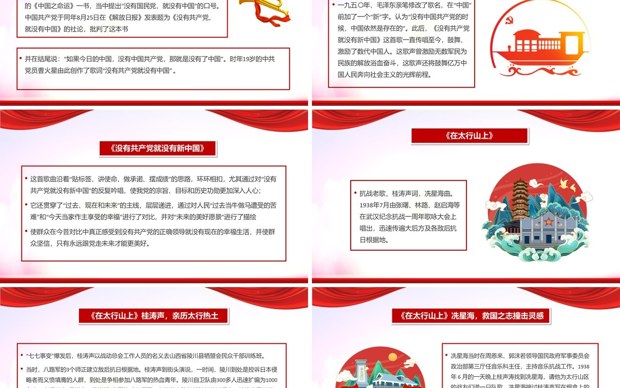 2021爱国歌曲红色之旅红色歌曲动态ppt模板