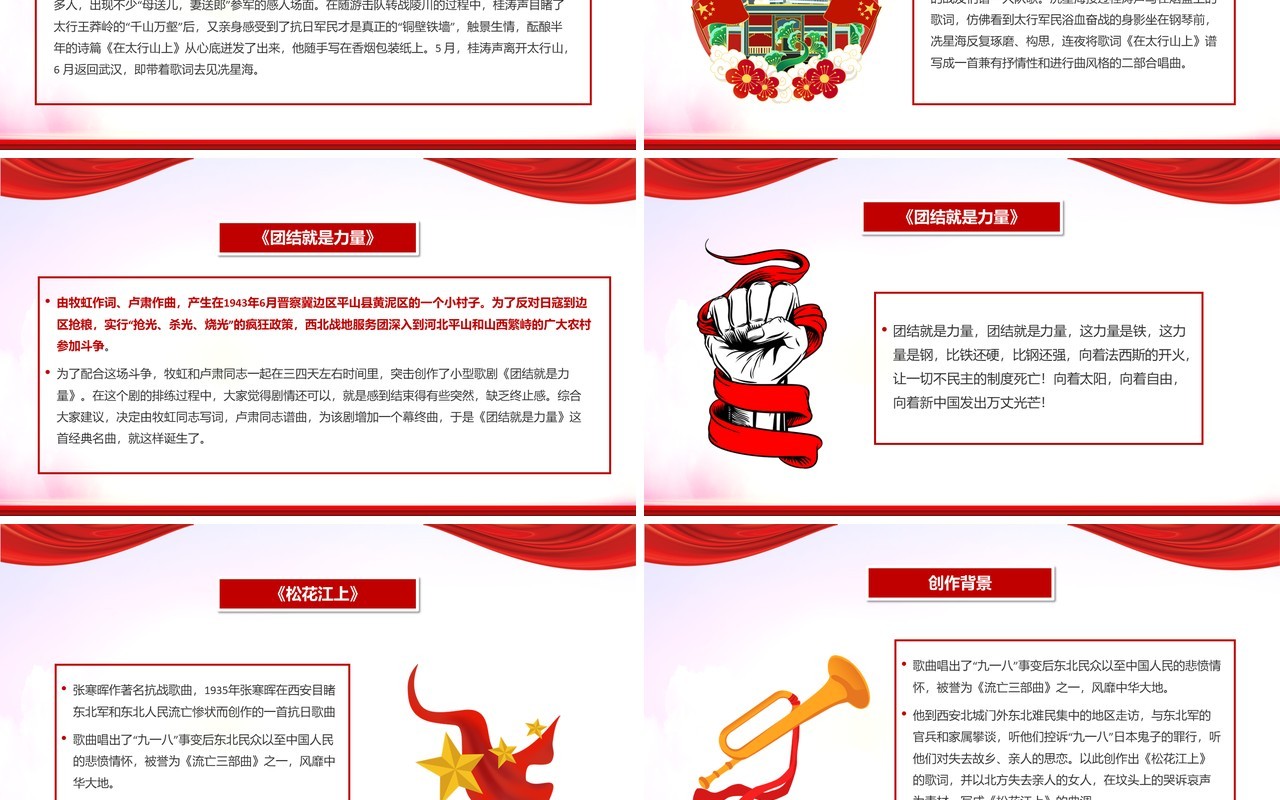 2021爱国歌曲红色之旅红色歌曲动态ppt模板