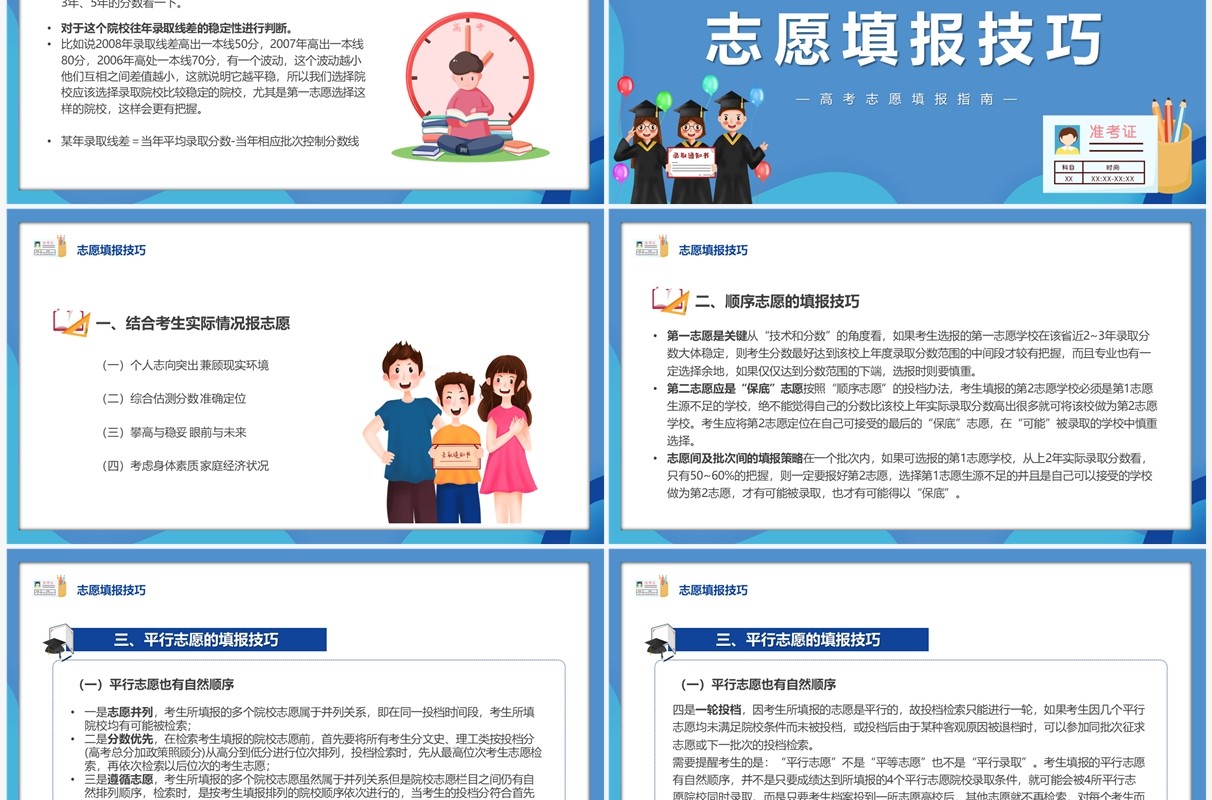 蓝色卡通风高考志愿填报指南PPT模板