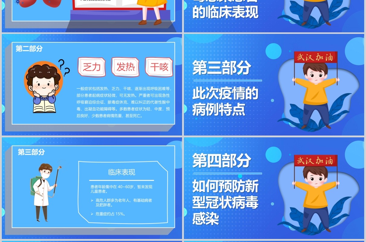 蓝色开学第一课新型冠状病毒感染肺炎预防知识PPT主题班会模板