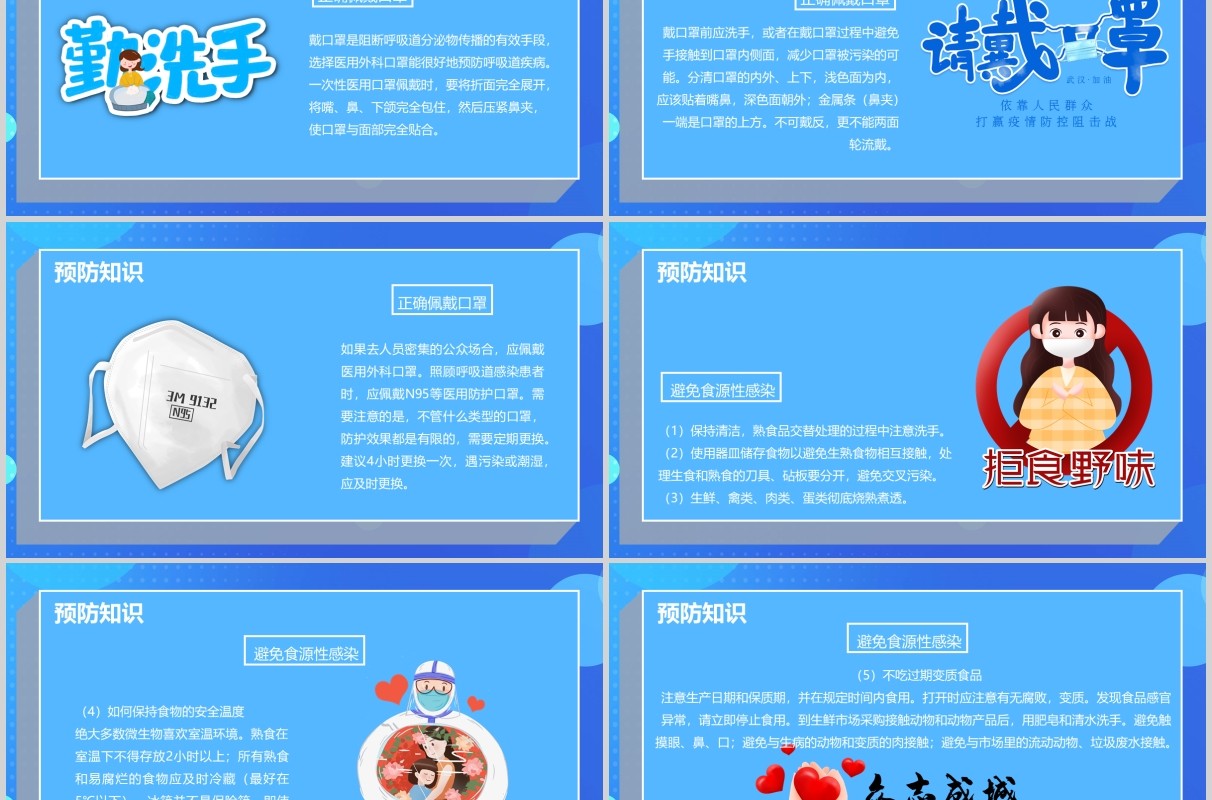 蓝色开学第一课新型冠状病毒感染肺炎预防知识PPT主题班会模板