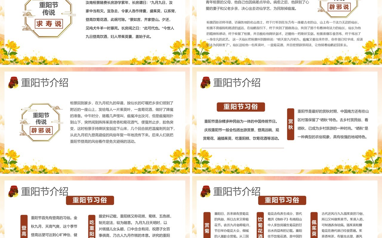 黄色国潮风传统节日之重阳节班会PPT模版