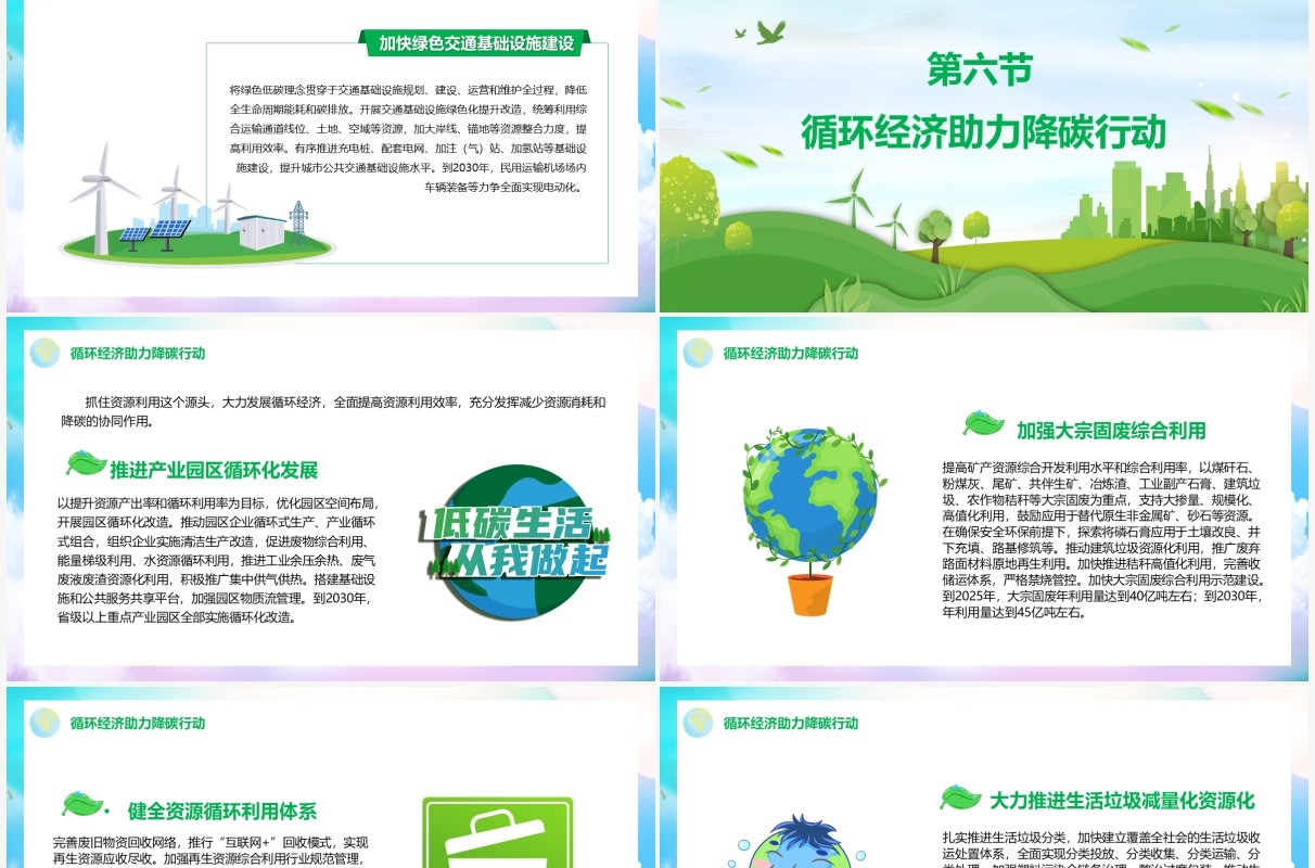 实现2030年前碳达峰中和行动方案PPT模板