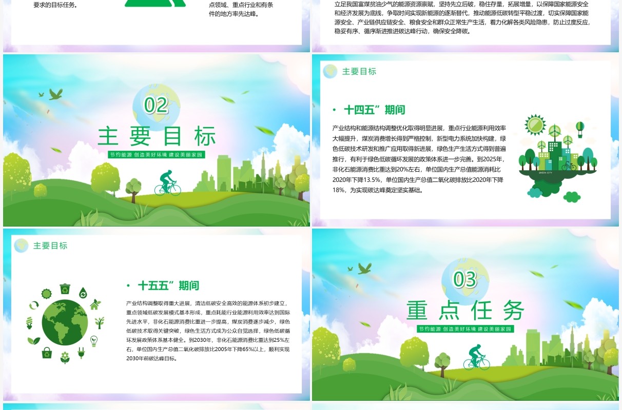 实现2030年前碳达峰中和行动方案PPT模板